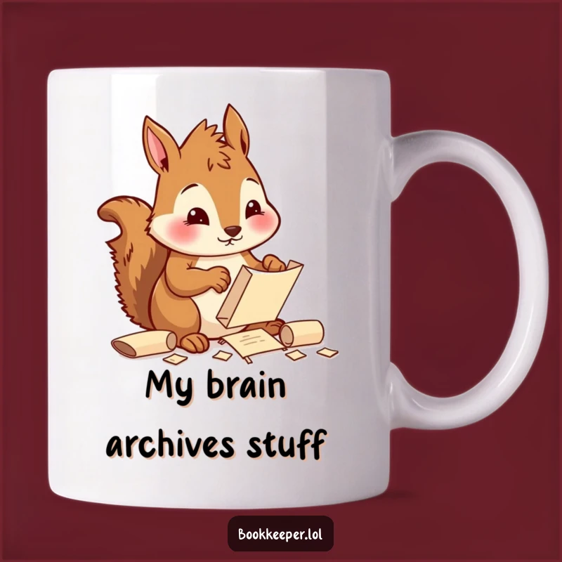 Funny Squirrel Scroll Sorter Mug: Organized Charm, Perfect Funny Gift