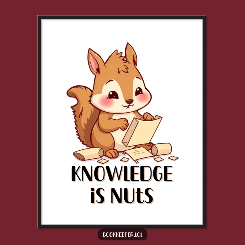 Funny Squirrel Scroll Digital Print: Organized Wall Art, Unique Funny Gift