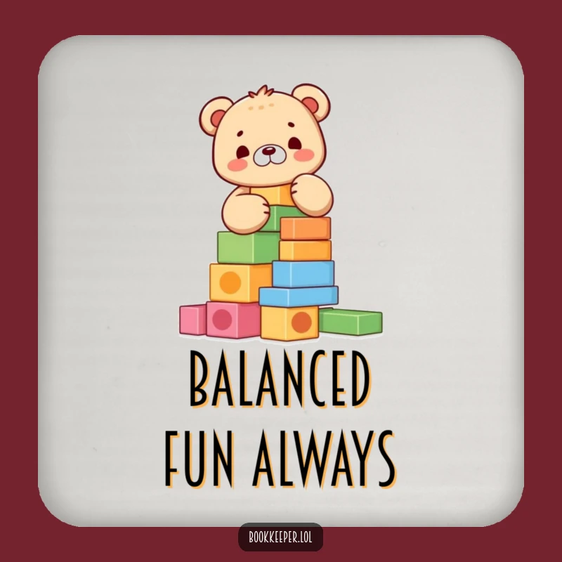 Funny Bear Cub Block Tower Coaster: Protect Surfaces, Cute Funny Gift
