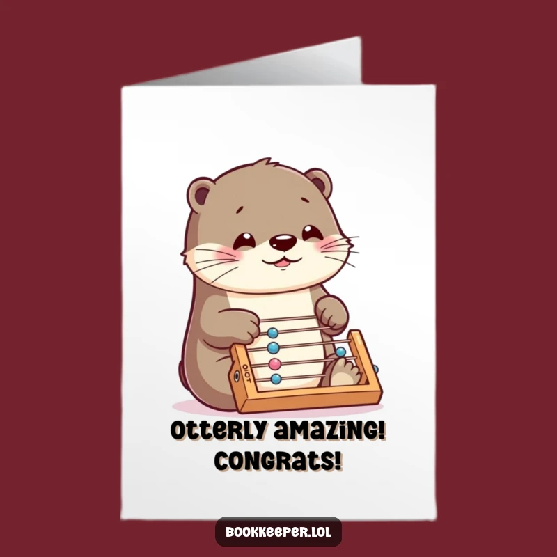 Free Printable Congrats Card: Funny Otter Abacus Speed Humor Downloadable Gift