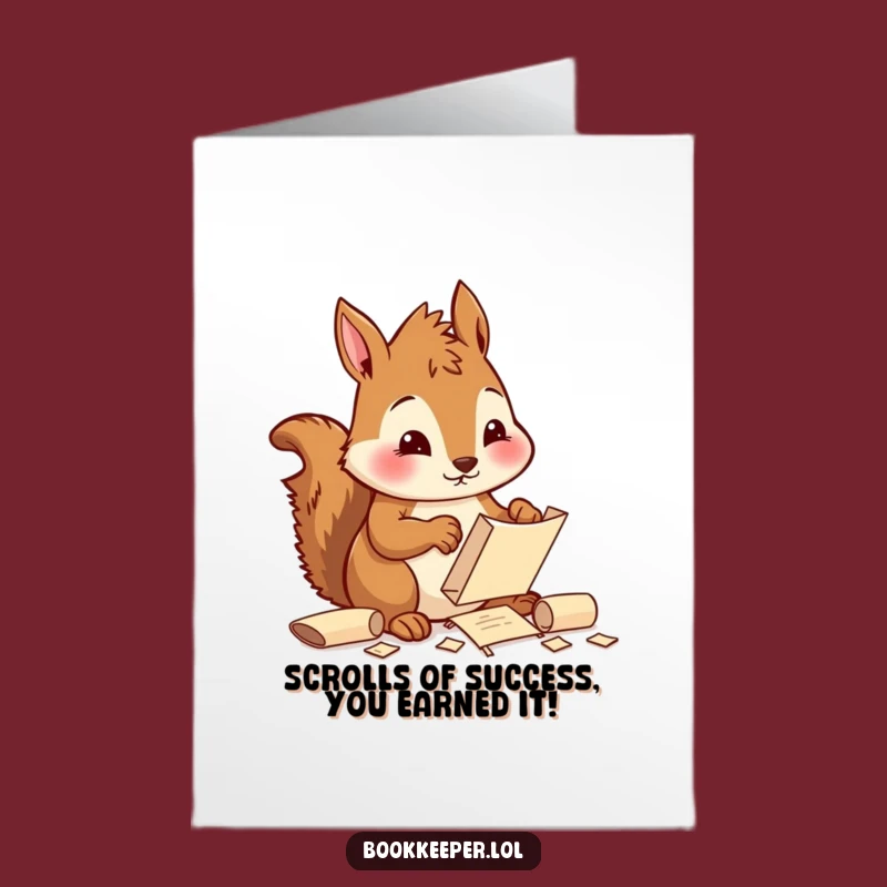 Free Printable Squirrel Card: Funny Scroll Sorting Congratulations Downloadable Greeting