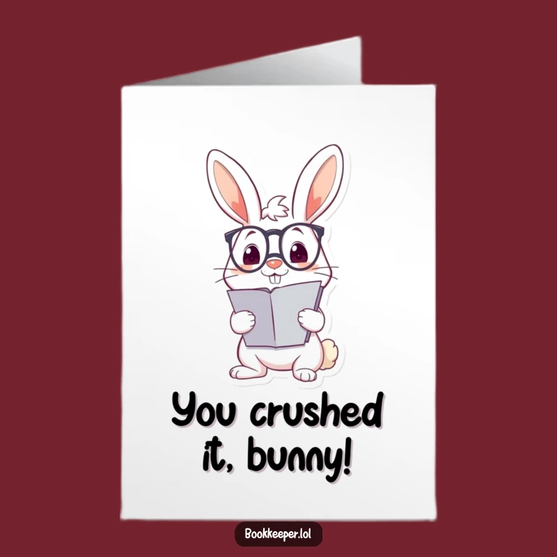 Free Printable Congrats Card: Funny Rabbit Ledger Humor Downloadable Gift