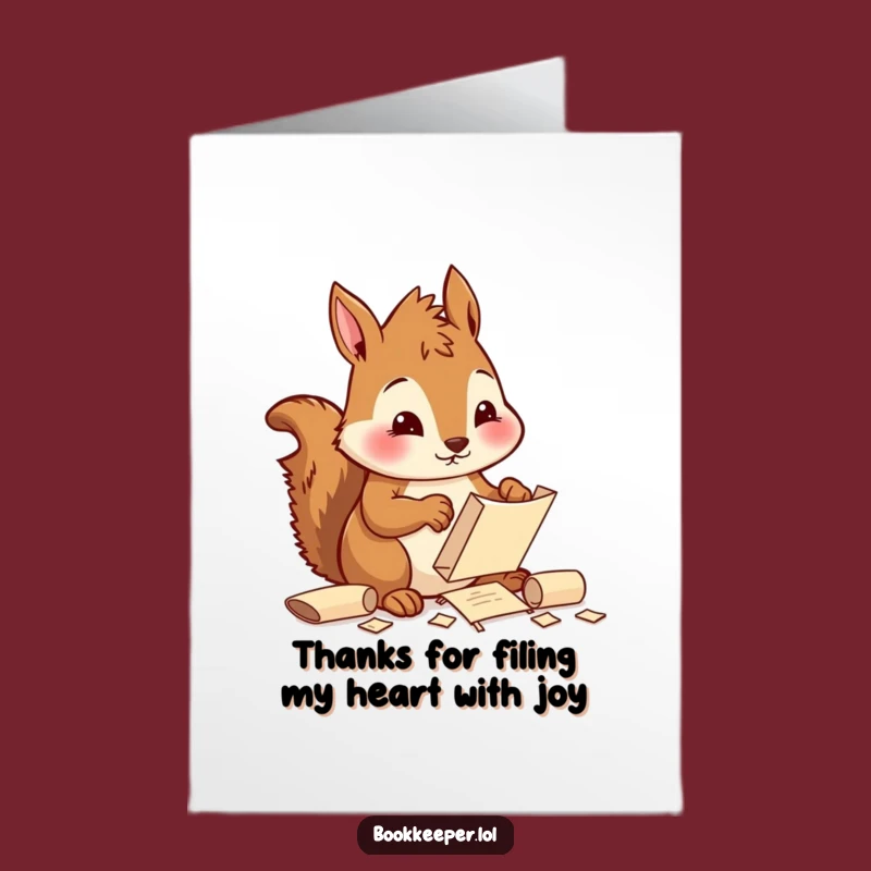 Free Printable Squirrel Thank You Card: Funny Scroll Filing Downloadable Thank You Greeting