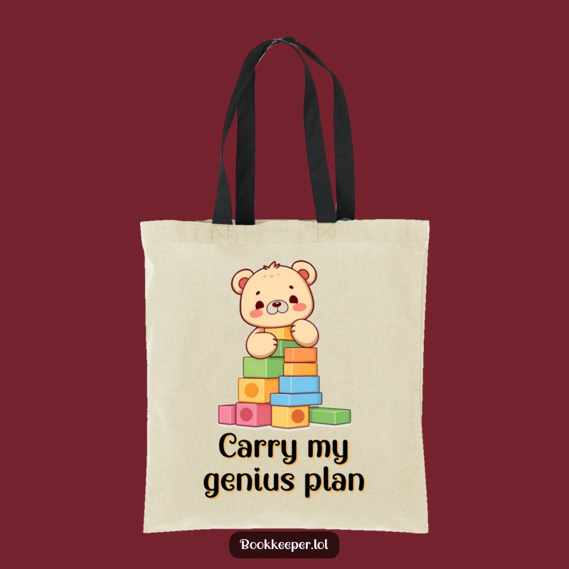 Funny Bear Cub Block Tower Tote Bag: Carry Your Fun, Great Funny Gift